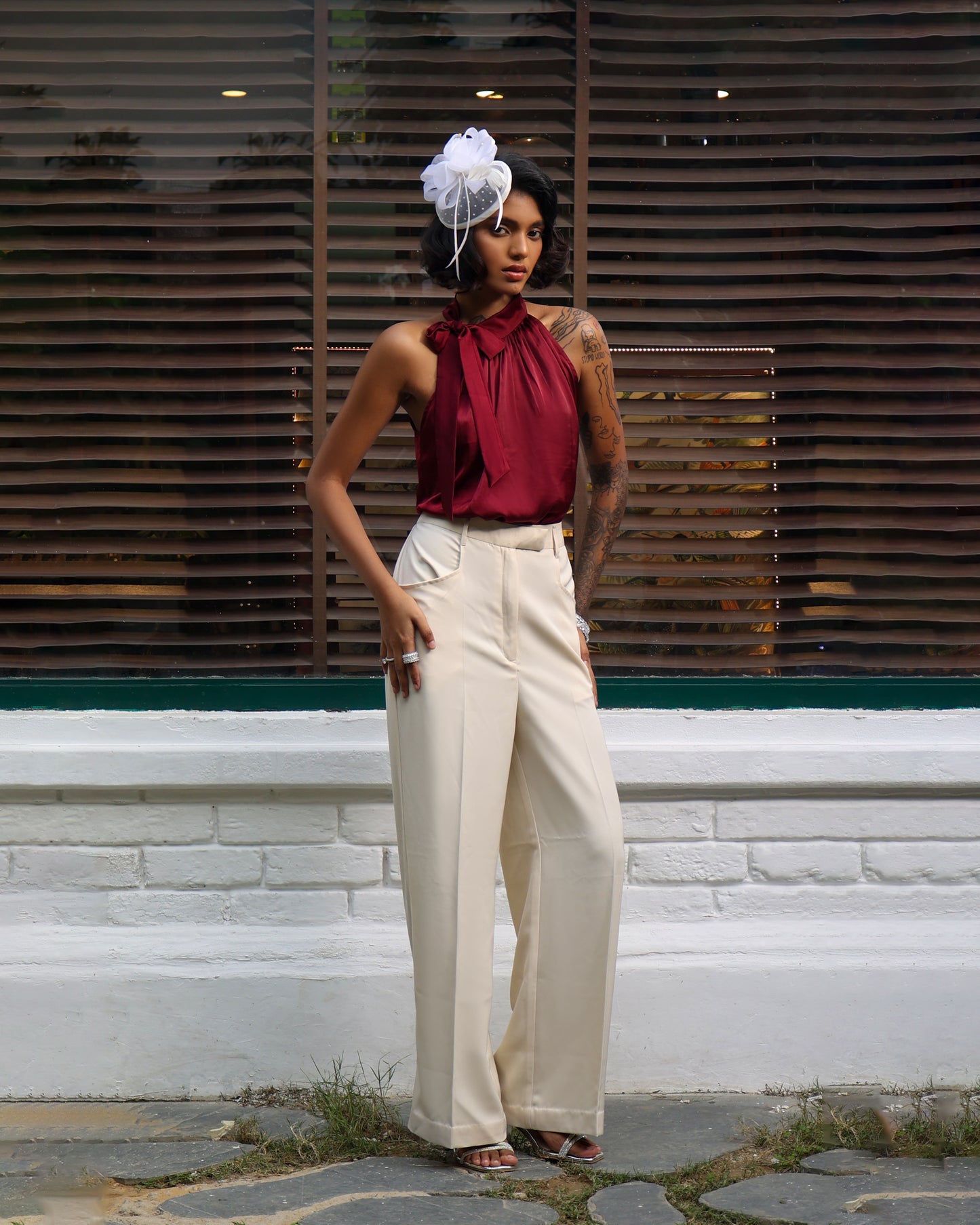 Maroon Bow Chic Top