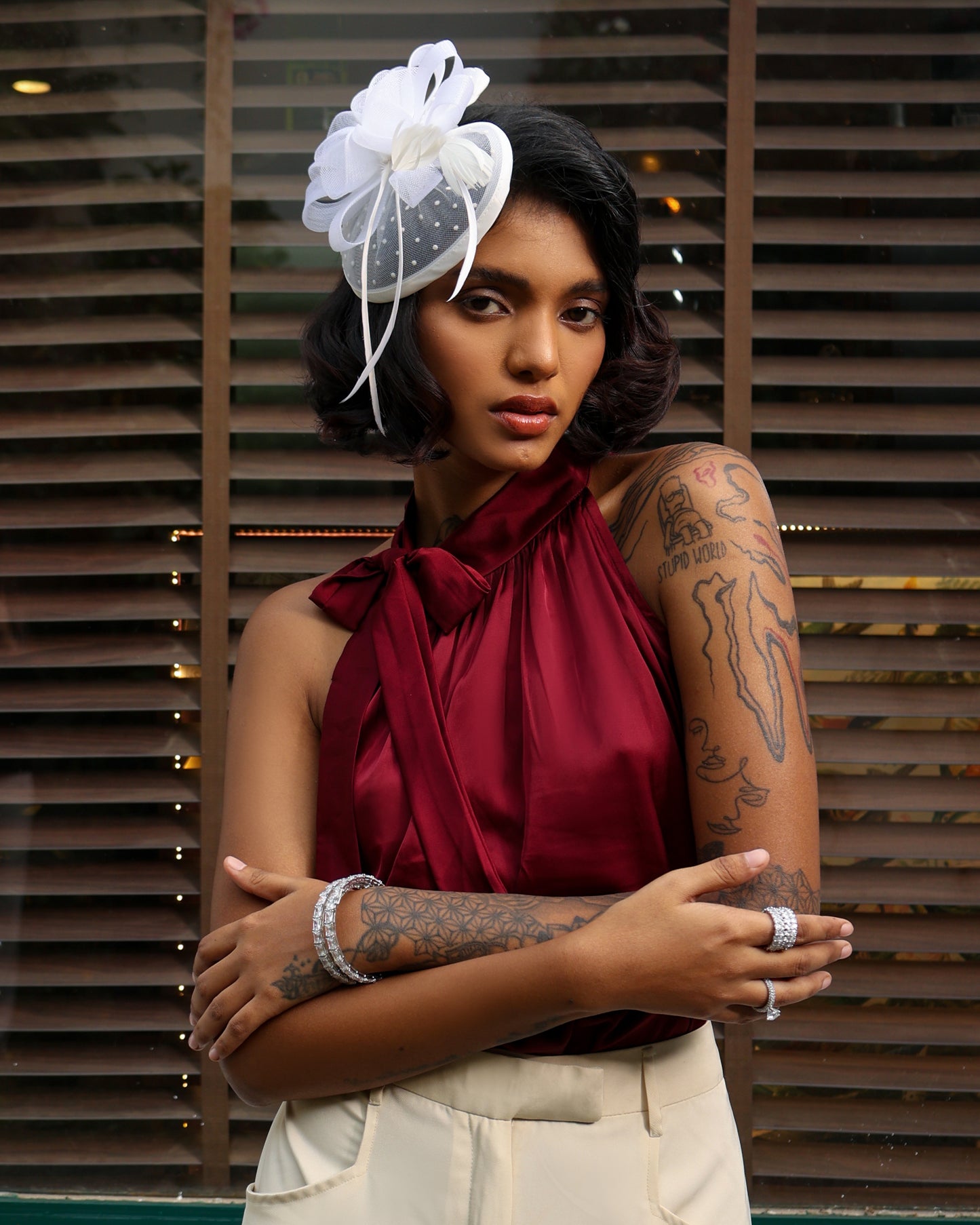 Maroon Bow Chic Top