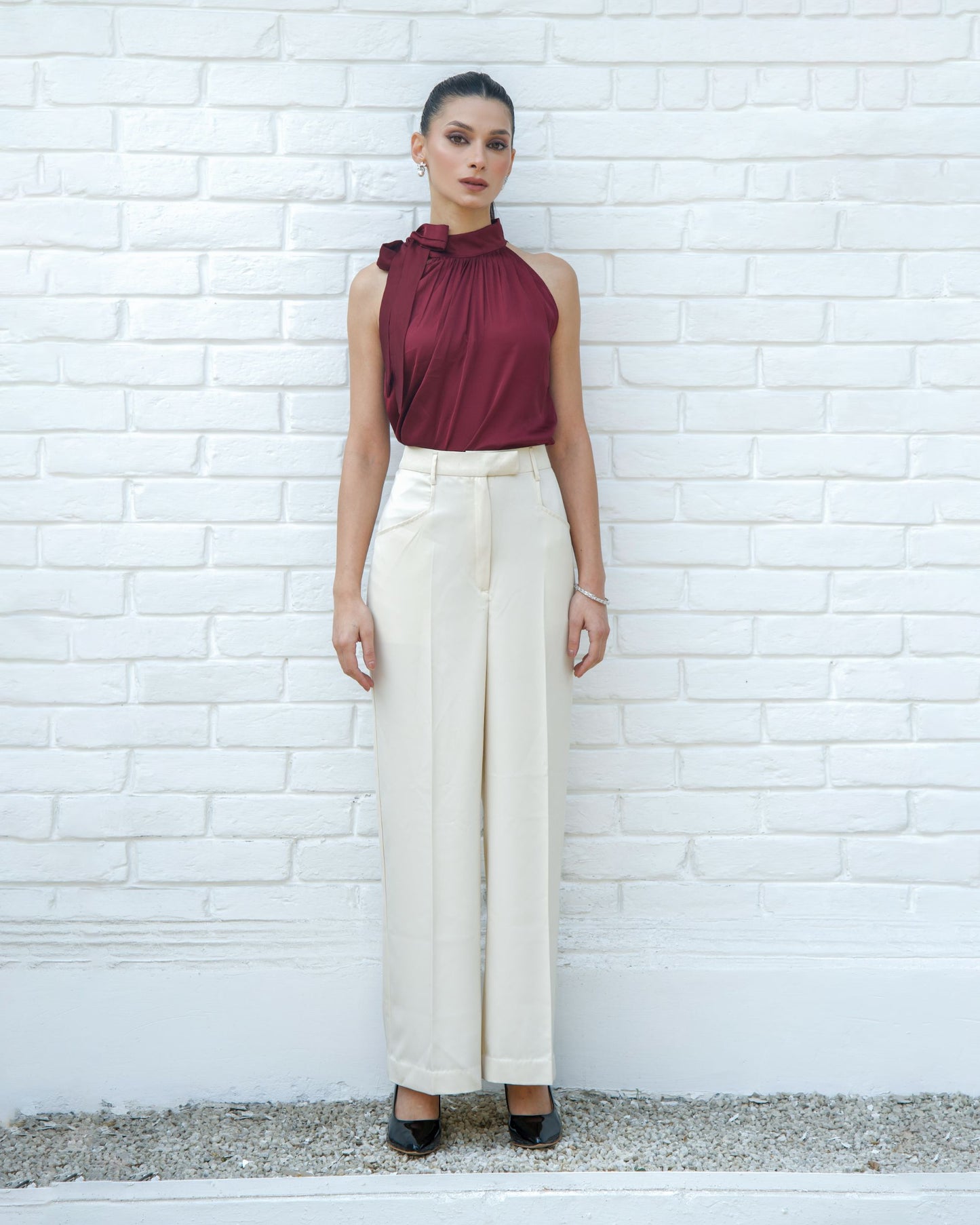 Maroon Bow Chic Top